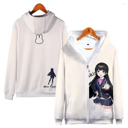 Herrtröjor anime tsukino mito zip up hoodie streetwear dragkedja lastbilar cosplay harajuku tröja för unisex kläder