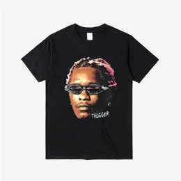 T-shirt da uomo in cotone T-shirt unisex da donna T-shirt da uomo Young Thug Thugger con grafica T-shirt hip-hop stile rapper africano