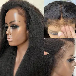 Yaki straight wig 360 peruvian full lace kinky straight lace wig perruque hd transparent 360 lace frontal wig with 4c edge baby hair natural hairline