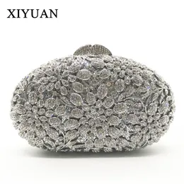 Evening Bags Multi colour silverblackgold Crystal Clutch Bag Hardcase Metal Wedding Party Cocktail Diamond Handbag Purse 230725