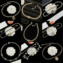 European Vintage Leather Pendant Necklace Luxury Brand CC Necklace Sparkling Crystal Designer Halsband för kvinnors smycken