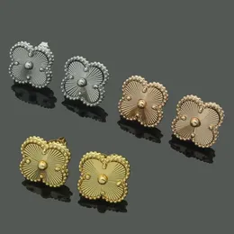 2023 New Diamond Designer Earrings Women's Brand Shell Agate Single Diamond Full Diamond Four-leaf Clover Earrings 18k Gold Luxury Earring Jewelry