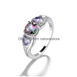 Cluster Rings Colorf Heart Diamond Ring Women Engagement Fashion Jewelry Gift Will And Sandy Drop Delivery Dhuhy