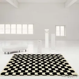 Tapetes Quarto Tapete Moderno Francês Retrô Vestiário Tapete Checkerboard IG Decoração Sala de Estar Tapete de Luxo 80x120cm R230726