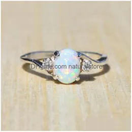Cluster Rings Opal Diamond Ring Gemstone Engagement for Women Solitaire Fashion Jewelry Gift Delivery Dhhzn
