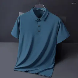 Herrpolos bhriwrpy 2023 sommar sömlös polo skjorta is siden tyg andas snabbt torkande affär casual stativ krage t-shirt