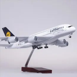 Aeronave Modle 1/160 Scale 50.5CM Airline A380 Lufthansa Airplane Model W Light and Wheel Diecast Plastic Resin Plane For Collection 230725