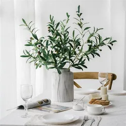 Dekorativa blommor Anti-Fade tyg Konstgjord växt Hexagonal Olive Leaf Branch Imitation Home Decor