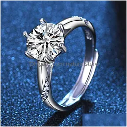 Anelli a grappolo aperti regolabili Moissanite Ring Band Finger Diamond Women Engagement Fashion Jewelry Will And Sandy Drop Delivery Dhgco