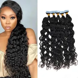 Natural Wavy Long Style Human Hairs Tape In Hair Extensions Naturals Color 40 Pieces Per Set for Women259y