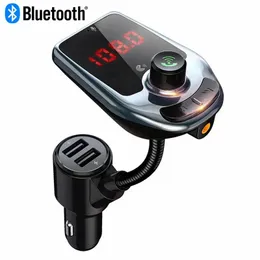 Kit veicular sem fio Bluetooth D5 MP3 Player Transmissor de rádio Adaptador de áudio QC3.0 Alto-falante FM Carregador USB rápido Visor LCD AUX