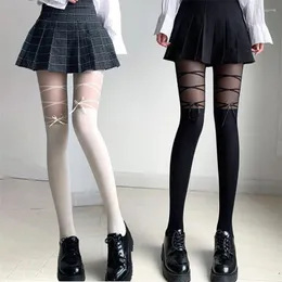 Kadın Çorap Bahar Sonbahar Lolita Cosplay Beyaz Yay İpek Külotlu Köpek JK Tatlı Seksi İnce Ins Tide Dantel Fishnet Çorap Tasta