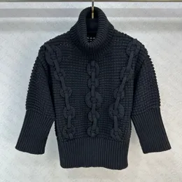 23 FW Женские свитеры вязаны дизайнерские топы с жаккардовым вышитым дизайнерским брендом по взлетно -посадочной полосе.
