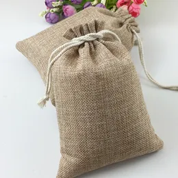 Gift Wrap 50pcs Vintage Natural Burlap Hessia Gift Candy Bags Wedding Party Favor Pouch Birthday Supplies Drawstrings Jute Gift Bags 230725