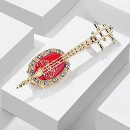 Broszki chiński styl lute Kształt Piękna broszka pinowa kobieca szkliwo instrument muzyczny dla kobiet biżuteria płaszcza