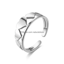 Bandringar Öppna Resizable Stainless Steel Ring Tree of Life Heart Love Crown Butterfly Charm för kvinnor Fashion Jewelry Gift Drop Deliv DHBDC