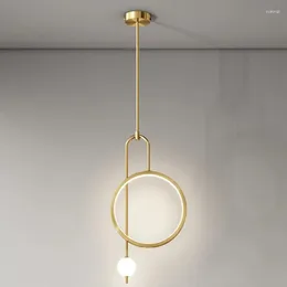 Pendant Lamps Modern Round Ring LED Lights Master Room Home Decor Hanging Lamp Indoor Lighting For Bedroom Kitchen Restaurant Gold