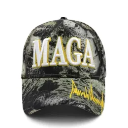 Chapéu bordado MAGA Trump 2024 camuflagem boné de algodão de beisebol para eleição