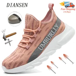 Dress Shoes Women Safety Slip Resistant Work Boots Lightweight Breathable Steel Top Sneaker 230725