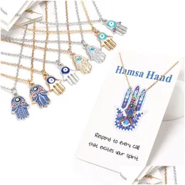 Konst och hantverk kvinnors designer halsband Sier Gold Plated Chain Classic Evil Eye Hamsa Hand Charms Pendant Jewelry Gift Drop Delivery DHS4O