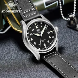 Andra klockor Addiesdive Men Pilot titta på rostfritt stål 200 m vattenbeständig NH35 rörelse armbandsur safirglas 39mm automatisk 230725