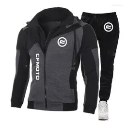 Men's Tracksuits Cfmoto 2023 Autumn Winte Oblique Zipper Tracksuit Men Sweatshirt Sweatpants 2 Pieces Set Casual Mens Hooded Hoodies