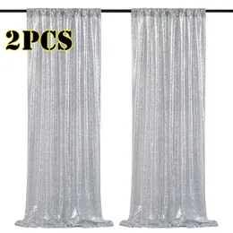 Other Event Party Supplies Sequin Backdrop Curtains - 2 Panels 2x8FT for Wedding Birthday Christmas Baby Shower Party Decoration Pographic props Silver 230726