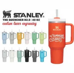 С логотипом Stanley H2.0 40 унций стаканы тумблеров из нержавеющей стали с крышкой силиконовой ручки и соломы 2 -го поколения.