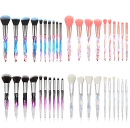 10 Diamond Crystal Makeup Brush Suits, Transparent Diamond -formad rosa ögonskuggborste, många stilval, stöder anpassad logotyp