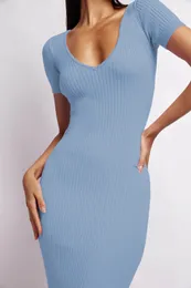 Short Sleeve Dress tank top designer dresses for women summer Explosive dresses Women's V-neck tank top tight slit MIDI skirt pure color single-step pullover midi