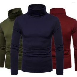 Mäns T -skjortor Herr Mens Winter Thermal Cotton Turtle Neck Skivvy Pullover Stretch Basis Solid Thick Slim Casual Long Sleeve