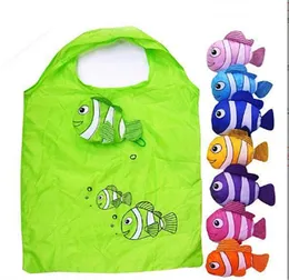 Cute Cartoon fish Shopping Bag Travel Reusable Foldable Handbag Grocery Tote Storage Home Storage Bags Free DHL JL1697