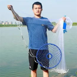 Fishing Accessories Finished product fish net blue fishing network rede de pesca fish net gear peche a la carpe Fishing Accessories 230725