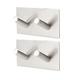 2pcs 3M Self Adhesive Wall Door Back Hooks Stainless Steel Key Coat Bag Holder Bathroom Kitchen Rustproof Towel Hooks Top Quality