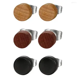 Stud Earrings WKOUD 2pcs Fashion Wooden Ear Studs Natural Brown Black 6 8 10 Mm Punk Barbell Fake Plugs Brincos For Men Women