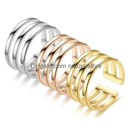 Band Rings Stainless Steel Gold Plated Ring Adjustable Mtilayer Knuckle For Women Fashion Fine Jewelry Gift Drop Delivery Dhm17