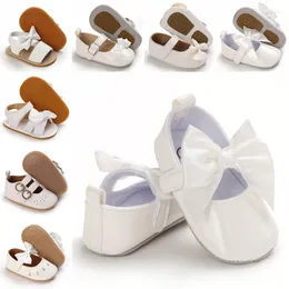 First Walkers Anti Slip Rubber Baby Shoes Binyag Outdoors Running Toddler White Born Girls Birthday Christening 0-18Months