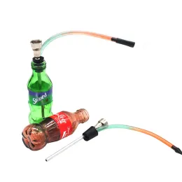 cigarette Mini Portable Glass Water Smoking Pipes Cola Bottle Shape Hookah Easy Cleaning Tobacco Shisha Detachable Washable Water Bong Smoke Tool Accessory