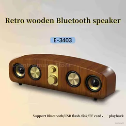 Portable Speakers New Retro Wooden Bluetooth Speaker Portable Column Stereo Card Home Computer Desktop Wireless Sound Subwoofer R230727