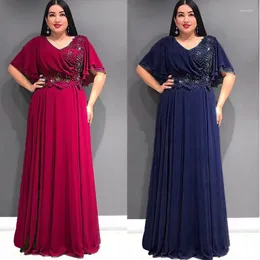 Ubranie etniczne Afrykańskie sukienki imprezowe plus size dla kobiet 2023 Summer szyfonowy maxi długa sukienka Elegancka kaftan muzułmańska suknia Afryka