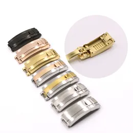 Titta på band Carlywet 9mm x 9mm Brush Polish rostfritt stål Watch Band Buckle Glide Lock Clasp Steel för armband Gummiläder Rembälte 230725