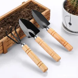 3pcs/set new Creative Gardening Shovel Small Wooden Shovels Rake Spade Potted Plant Flowers Garden Tools Q351