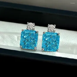 Kolczyki stadnorskie Apaison Sky Blue High Carbon Diamond kolczyk 925 SREBRING STREBY FOR Woman Party Fine Jewelry Hurt