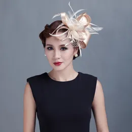 Cappelli a tesa larga Secchiello Donna Cocktail Chic Fascinator Cappello Chiesa Copricapo Matrimonio Moda Copricapo Lady Party Accessori per capelli formali 230726