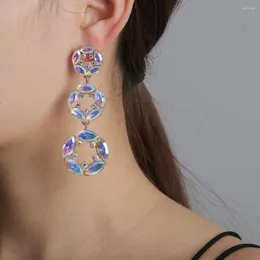 Orecchini pendenti HYSECMAO Luxury Big Crystal Round Drop per le donne Design colorato Statement Long Earing Fashion Female Party Jewelry