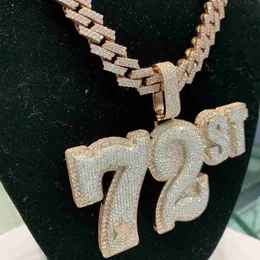 Moissanit-Diamant-Hip-Hop-Schmuck, Sterling-Silber-Anhänger, individueller Zahlen-Anhänger für Halskette