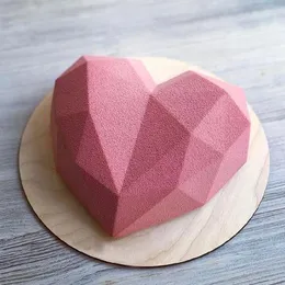 Formy do pieczenia 3D Diamentowy kształt serca silikonowa forma do ciasta czekoladowa kremówka