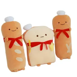 Plush Pillows Cushions Cute Mr. Chef Frech Baguette Plush Rectangle Throw Pillow Stuffed Cartoon Food Toy Lady Toast Bread Hug Pillow Bed Decor Cushion 230726