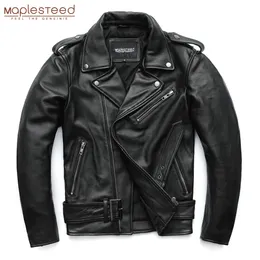 Mäns västar MAPLESTEED CLASSISKA MOTORCYCLE JACKETS MÄNNINGAR JAPLE 100 Natural Cowhide Thick Moto Winter Sleeve 61 67CM 6XL M192 230726