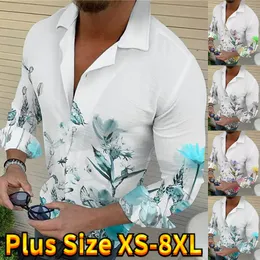Мужские повседневные рубашки стройные цветочные рубашки с длинными рукавами роскошная выпускная одежда для праздничной одежды XS8XL 230726